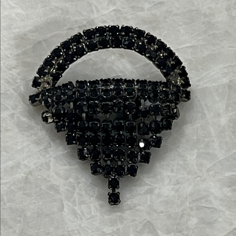 Elegant Black Crystal Brooch/ Shoe Clip